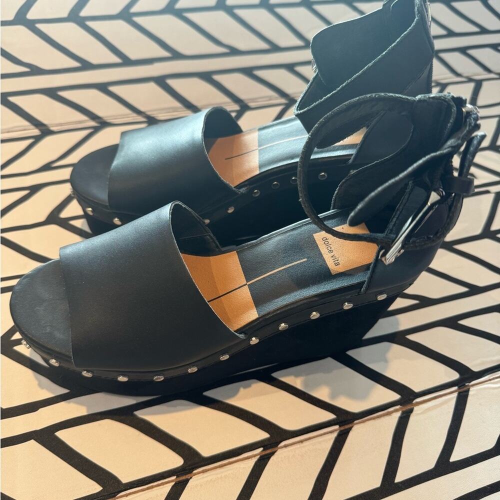 Dolce Vita leather Serena platform wedge sandals size 6.5